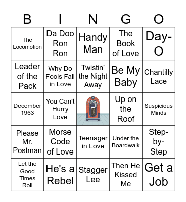 Oldies Bingo Card
