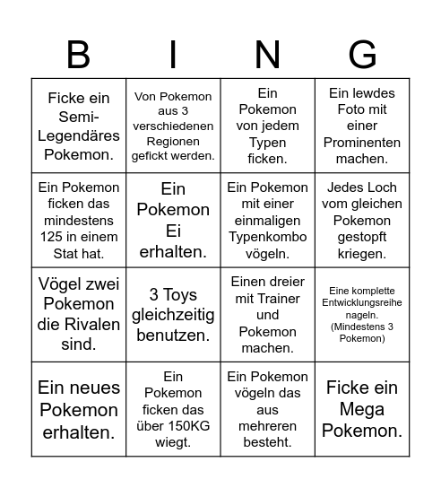 Die Poketombola! Bingo Card