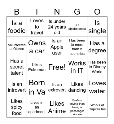 Meet Someone Who… Bingo Card