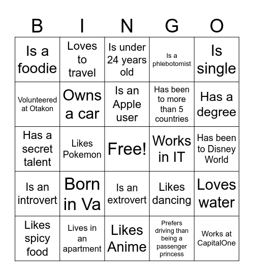 Meet Someone Who… Bingo Card