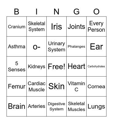 Health Bingo Card
