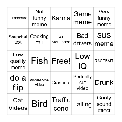 Meme Bingo Card