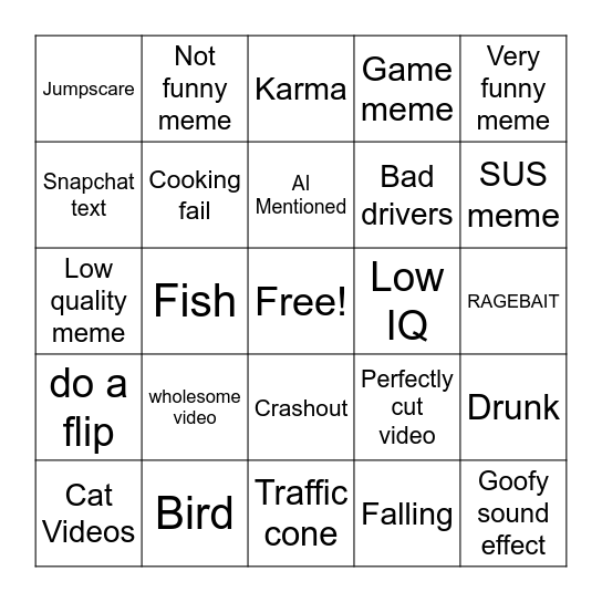 Meme Bingo Card
