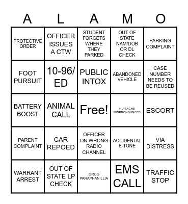 ACDPD FIRST WEEK OF SCHOOL BINGO Card