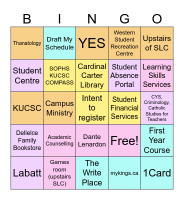 Academic Bingo Card