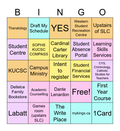 Academic Bingo Card