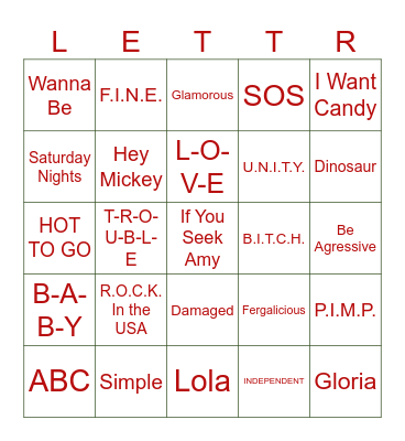 Spell It Out For Me Bingo Card