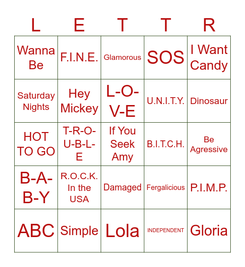 Spell It Out For Me Bingo Card