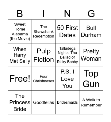 Fountain Favorite Movies #1 Bingo Card