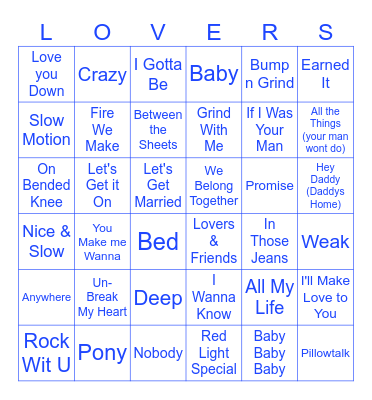 Baby Makin Music Bingo Card