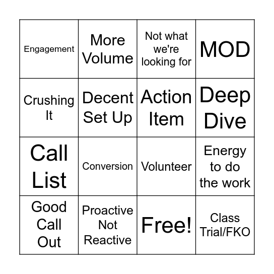 Meeting Bingo Card
