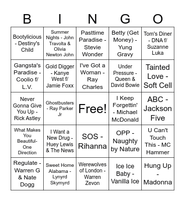 Samples & Soundalikes Bingo Card