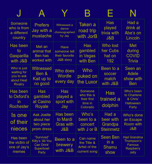 Find someone who... Bingo Card