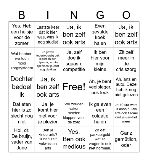 Alex in het ziekenhuis Bingo Card