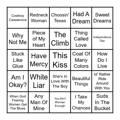 COUNTRY LADIES--SINGO Bingo Card