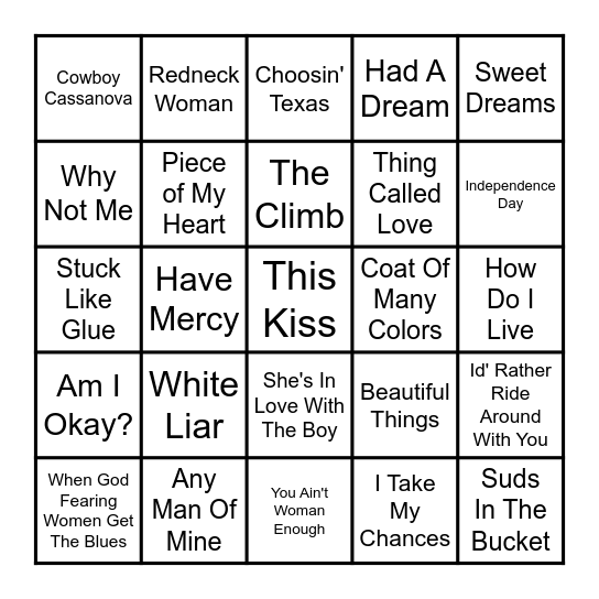 COUNTRY LADIES--SINGO Bingo Card