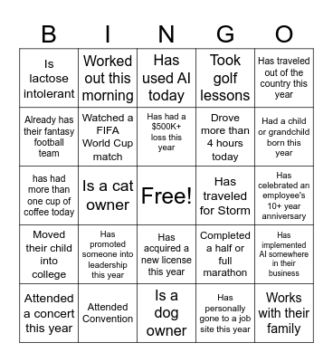 SERVPRO Bingo Card