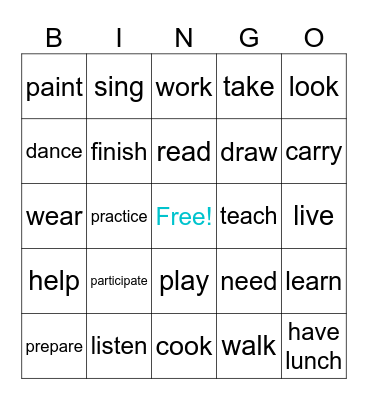 spanish verbs (translate to english) Bingo Card