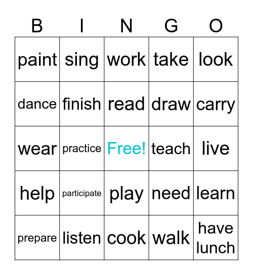 spanish verbs (translate to english) Bingo Card