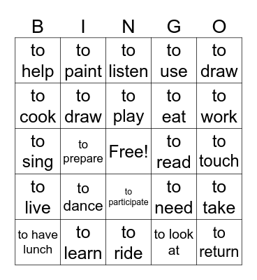 Spanish Bingo Card
