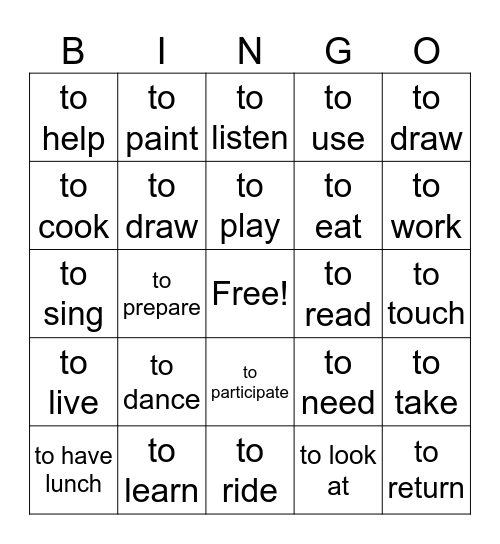Spanish Bingo Card