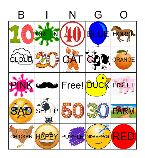PRESCHOOL BINGO Card