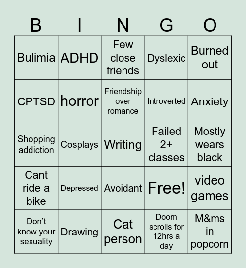 Jake’s Bingo Card