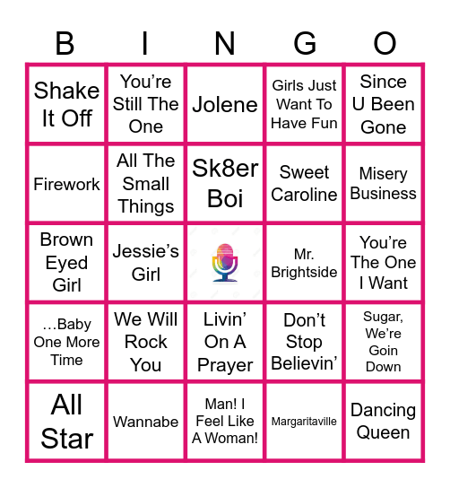 SING-A-LONG Bingo Card