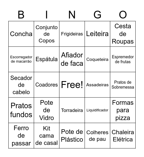 Bingo da noiva Bingo Card