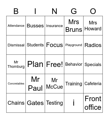 Staff Meeting Shhhhhhh Bingo Card