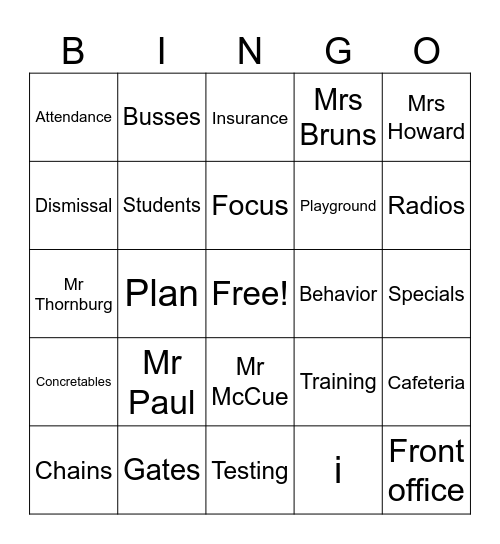 Staff Meeting Shhhhhhh Bingo Card