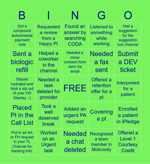 Honeydew BINGO Card