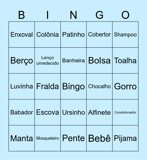 Chá de Bebe do Bernardo Bingo Card