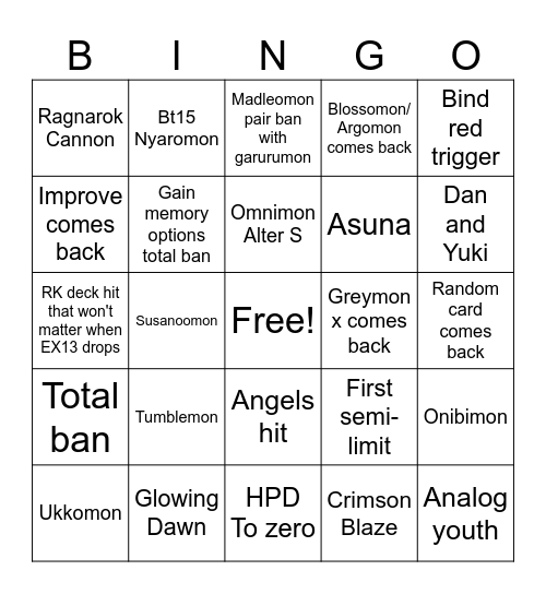BANLIST BINGO Card