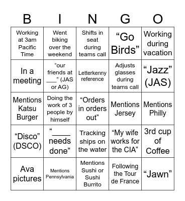 Dave BINGO Card
