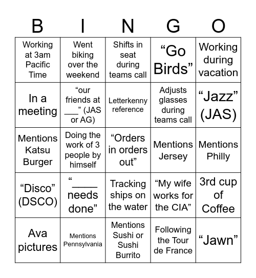 Dave BINGO Card