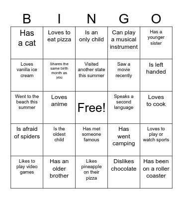 Find Someone Who... Bingo Card