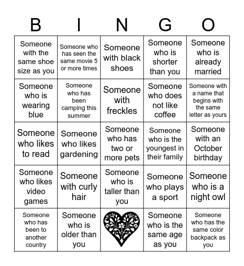 Find Someone Who... Bingo Card