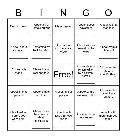 Library Bingo! Bingo Card