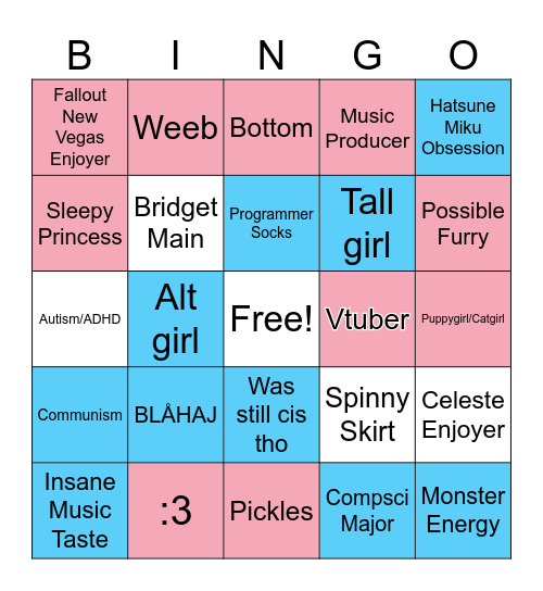 Transfem Bingo Card