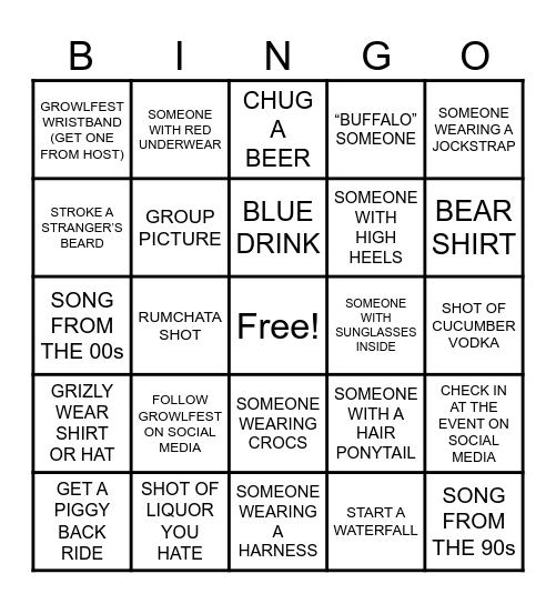 BIG GAY BEAR BINGO Card