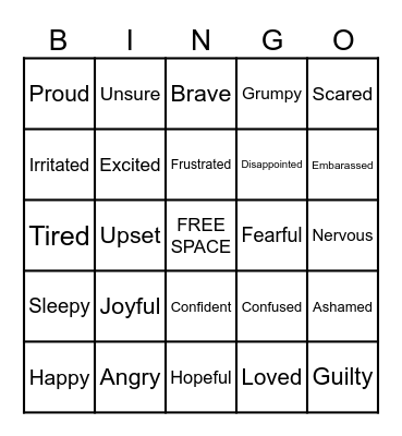 FEELINGS BINGO Card