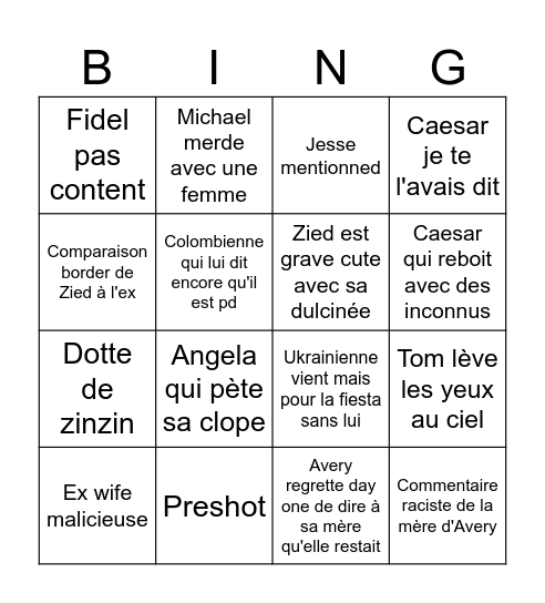 Saison de zinzin Bingo Card