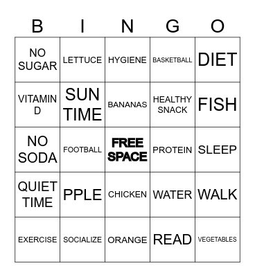 HEALTHY BINGO Card