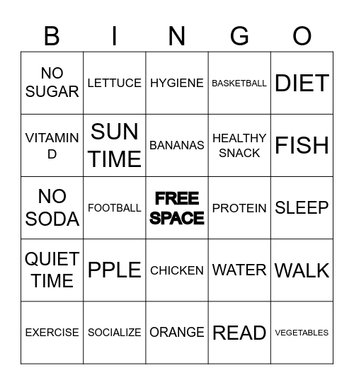 HEALTHY BINGO Card