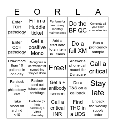LAB BINGO Card