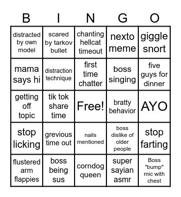 Boss Bingo Card