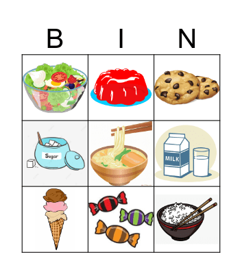 food Bingo Card