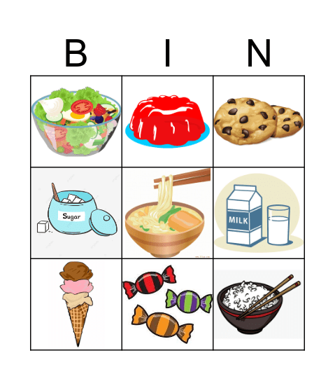 food Bingo Card