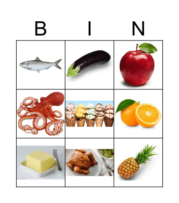FOOD Bingo Card